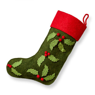 Christmastime Felt Stocking Green Christmas
