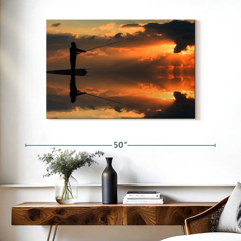 Senne pêche au coucher du soleil, H 26 po x l 39 po