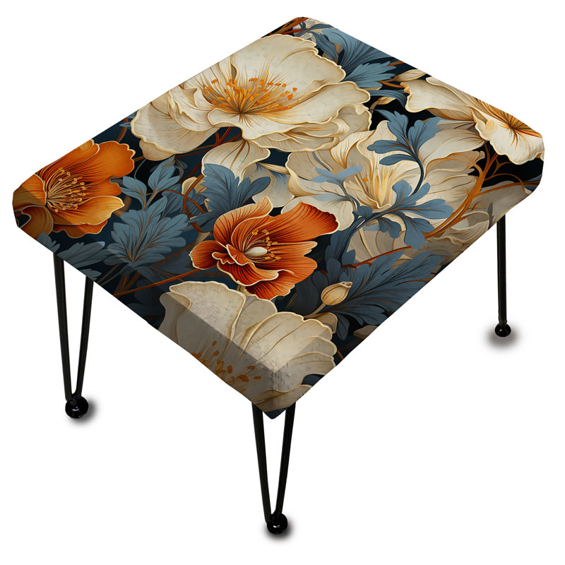 Intricate Beige Floral Harmony - Repose-pieds rectangulaire floral