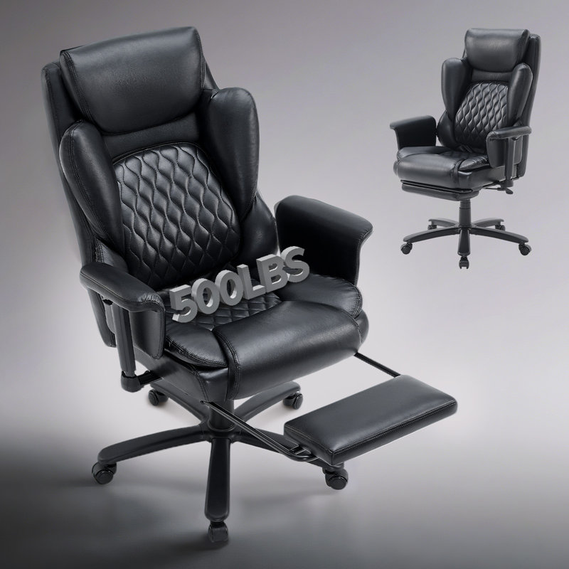 Minaya 500Lbs Big And Tall Office Chair With High Back, Heavy Duty Desk Chair with Foot Rest , Reclining Executive Office Chair With Adjustable Lumbar Support