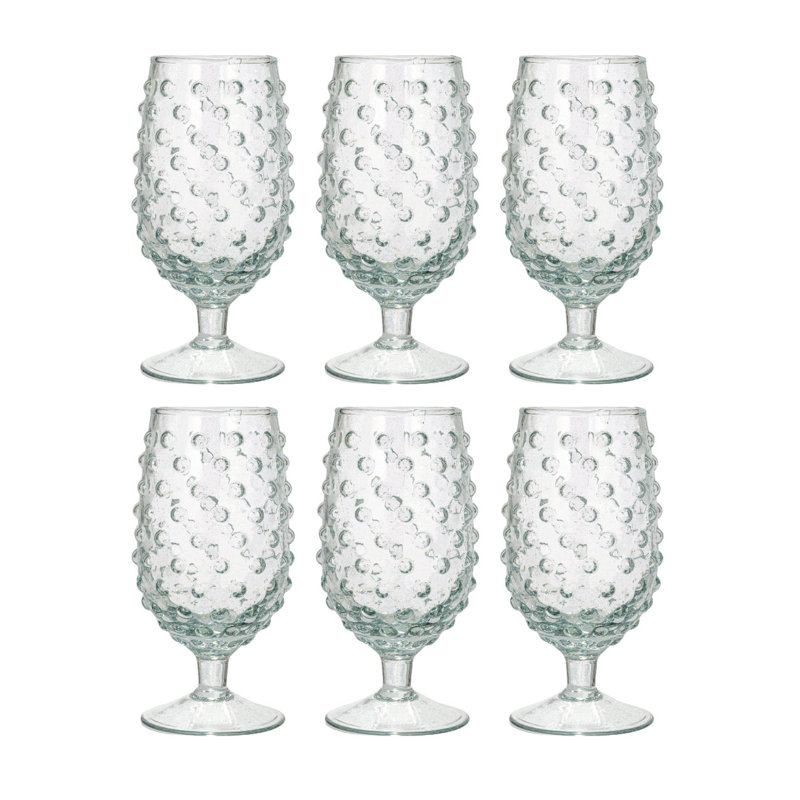 Clothilda Glass Hobnail Stemmed Drinking Glass, Clear