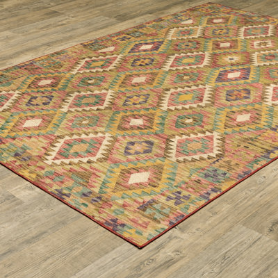 Tapis doré / rouge / brun Hovey Tribal
