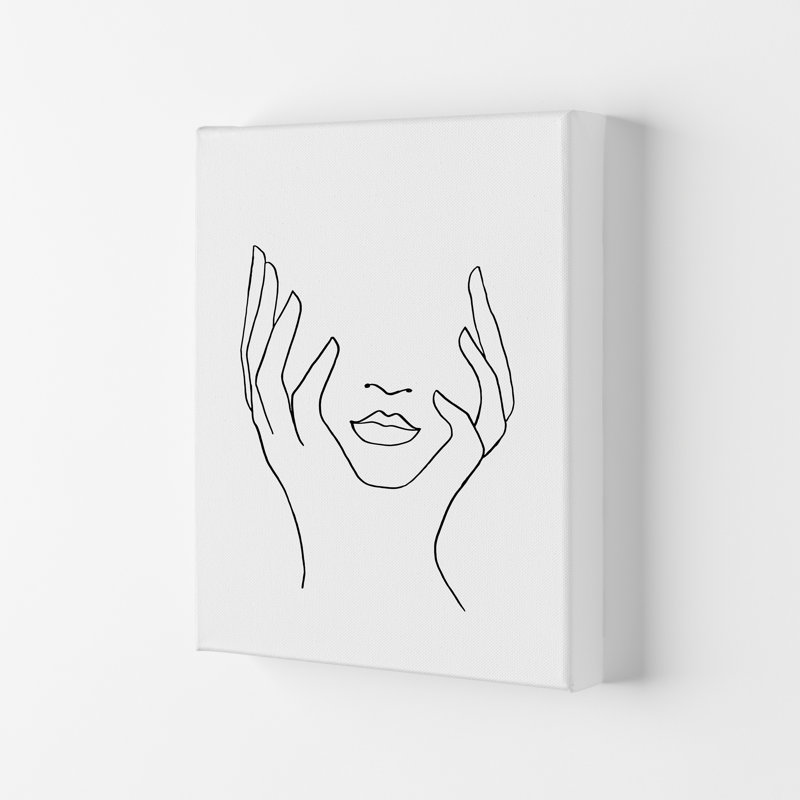 Line Art Holding Face by Planeta444 - Print, No Framed, 59cm H x 42cm W x 1cm D