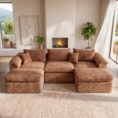 107“ U/L Shaped Cloud Modular Corduroy Sofa