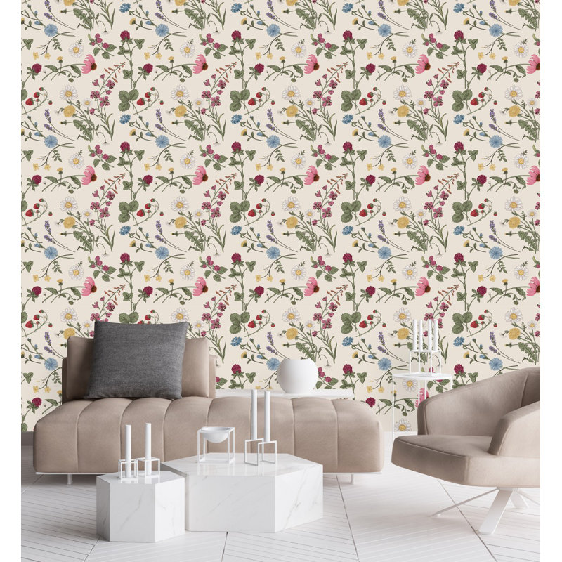 Peel & Stick Floral Tile, 2.08' W x 10.42' L