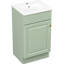 Meuble-lavabo de 18 pouces avec trou de robinet à un trou pré-percé, support de rangement et mécanisme de fermeture en douceur pour une porte pratique