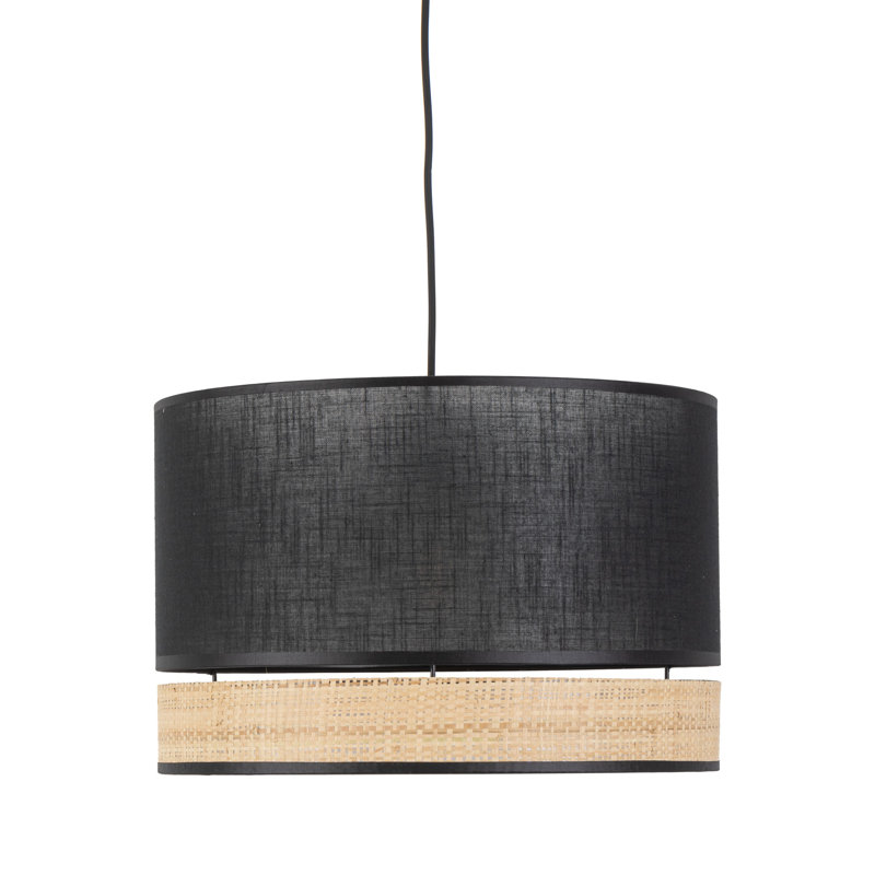 Adianez 1 - Light Drum Pendant, 170cm H x 38cm W x 38cm D, Black/Beige