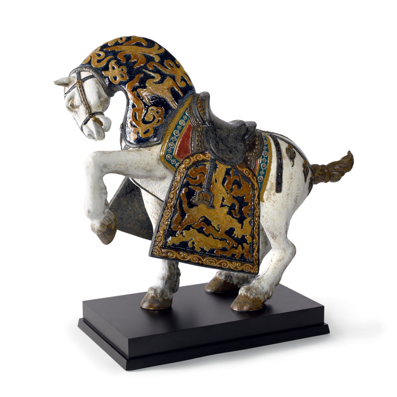 Oriental Horse Statue, Yellow/Brown