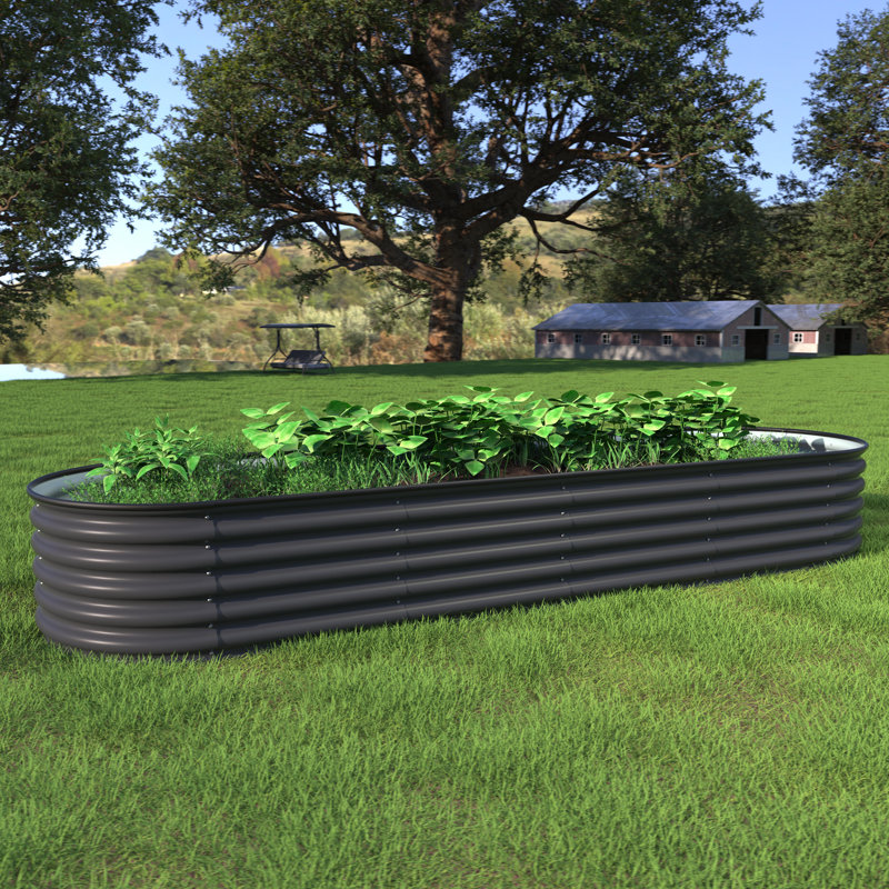 Cengizhan Metal Raised Garden Bed, Grey