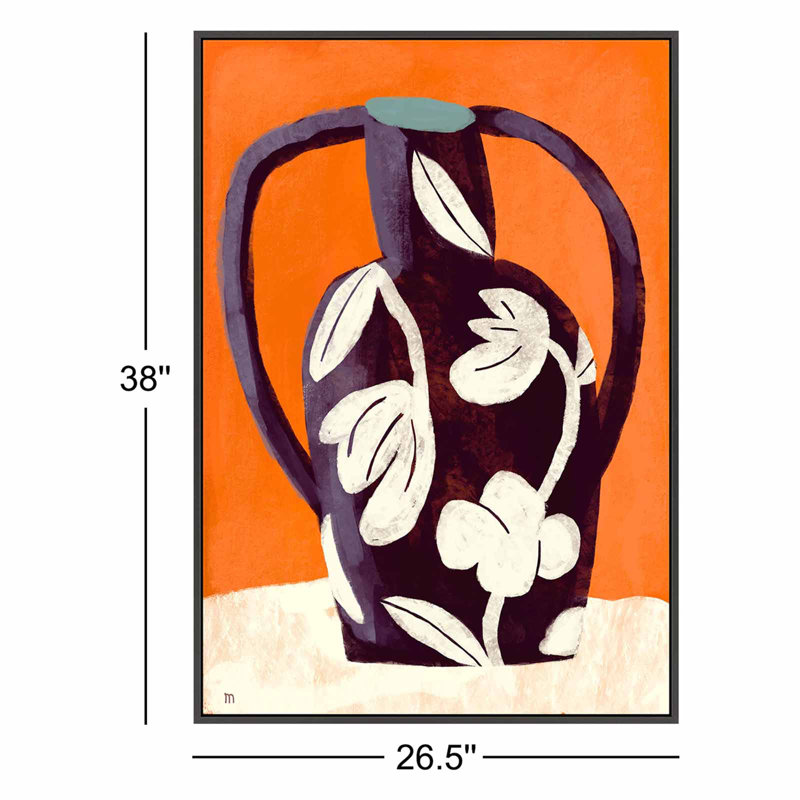 Black Vase White Flowers Print by Marco Marella For Studio M, 38" H x 26.5" W, Black Framed Canvas