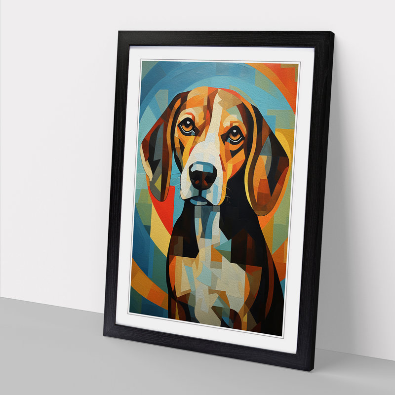 Beagle Art Deco No.3 - Framed Print, Black Framed, 34cm H x 25cm W x 2cm D