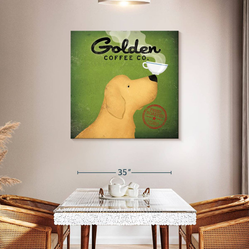 Yarlin Golden Coffee Co sur fond vert, H 39 po x l 39 po