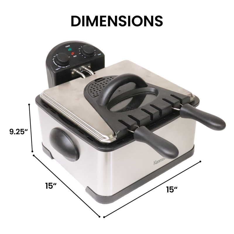 Kenmore 1700W 4 Liter Electric Deep Fryer & 3 Frying Baskets with Adjustable Temperature & Timer 