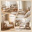 Chaise d'appoint moderne rembourrée avec accoudoirs en bois d'hévéa massif et revêtement en tissu doux-709261308