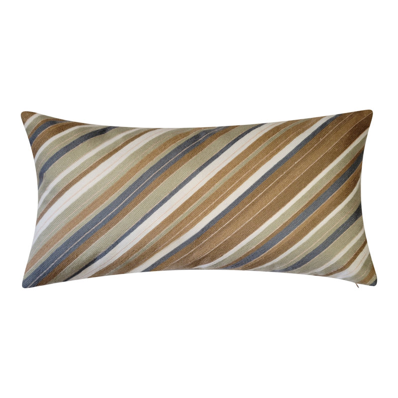 Embroidered Outdoor Reversible Throw Pillow, Khaki