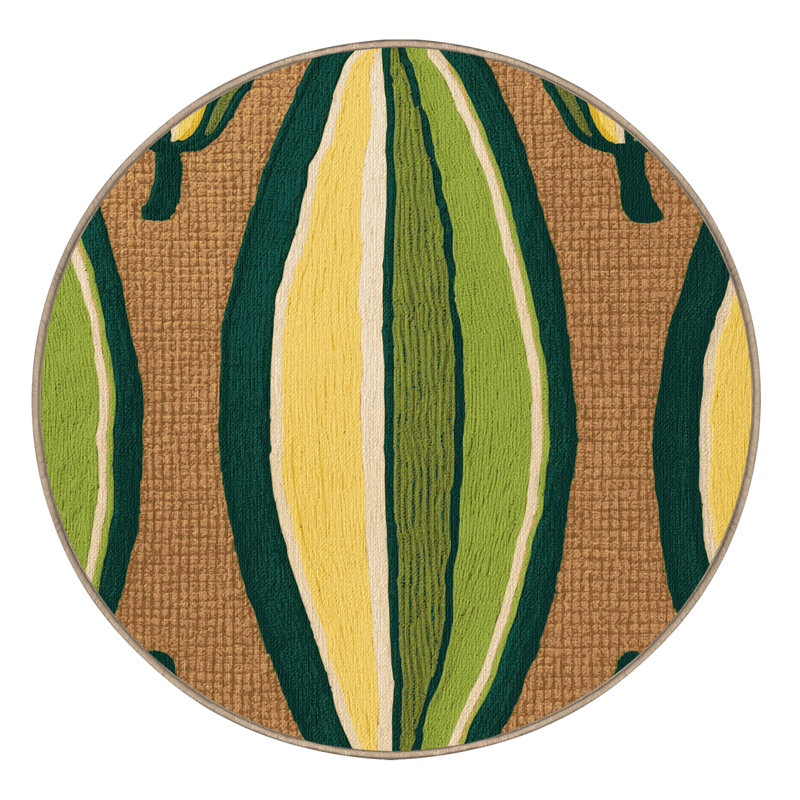 Washable Wampee Fruits Area Rug, Round 3'