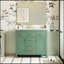 Meuble-lavabo sur pied 36 po avec lavabo en céramique, 4 tiroirs et 2 armoires, structure en bois massif 36 po -928910889