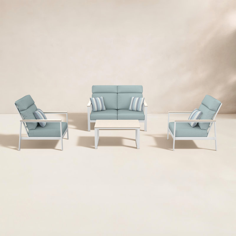 Ensemble de conversation Townsend pour 4 personnes avec coussins Sunbrella, Bliss Dew, Beige