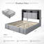 Structure de lit tapissier avec tête de lit et lumières à DEL, lit de rangement avec 4 tiroirs et tablettes ouvertes, lit à DEL avec station de charge-1079883265-1079883327