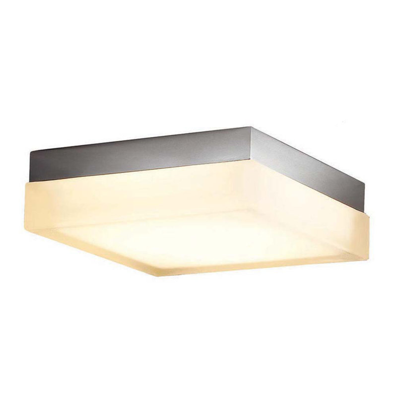 Plafonnier encastré carré unique à 1 lumière Venuti, Nickel brossé, 2700 K, H 3 po x l 9 po x P 9 po