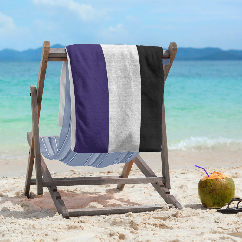 Beach Towel, Off White/Black/Purple