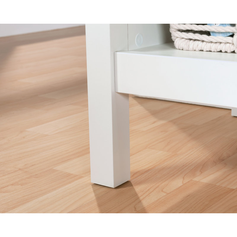Soft White and Oak Hall Tree with Storage Bench