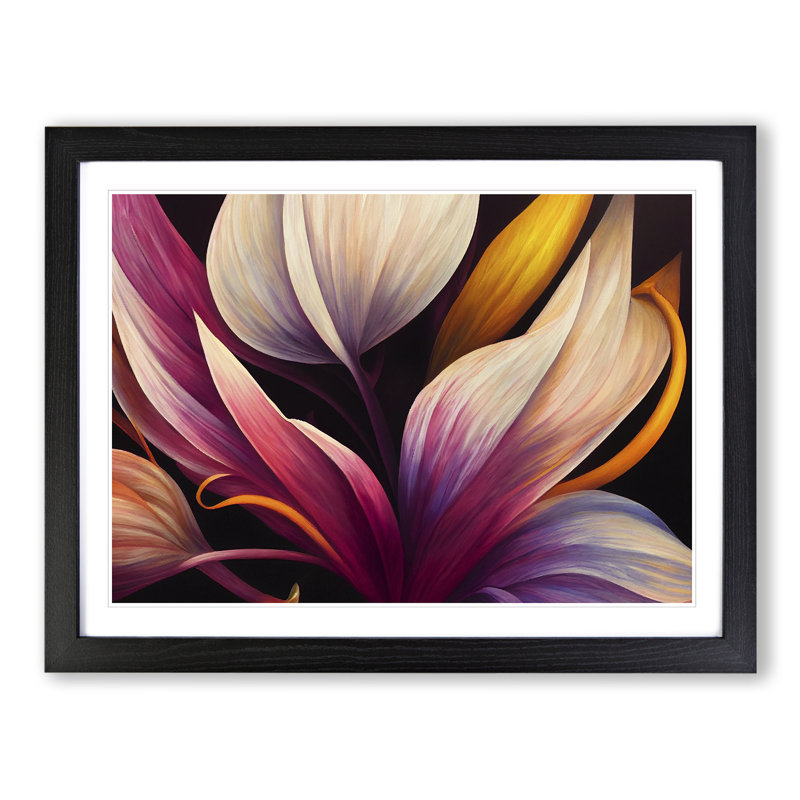 Gorgeous Modern Flowers - Single Picture Frame Print, Black Framed, 46cm H x 64cm W x 2cm D