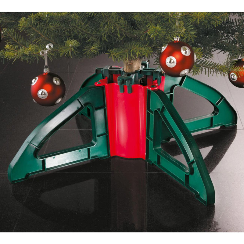 Green and Red Plastic Christmas Tree Stand with Clamping System