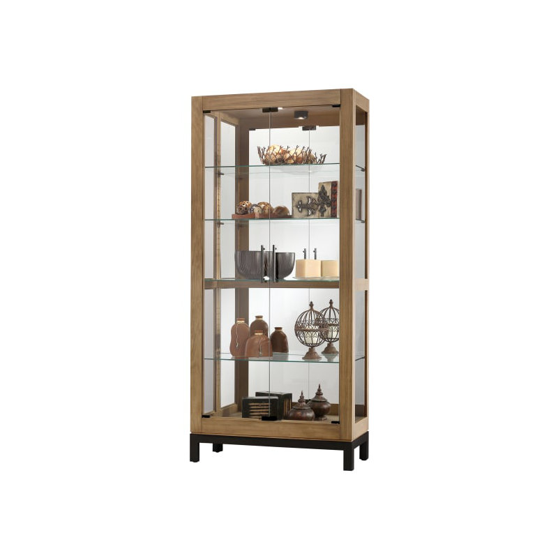 Quinn Lighted Curio Cabinet, Natural Finish