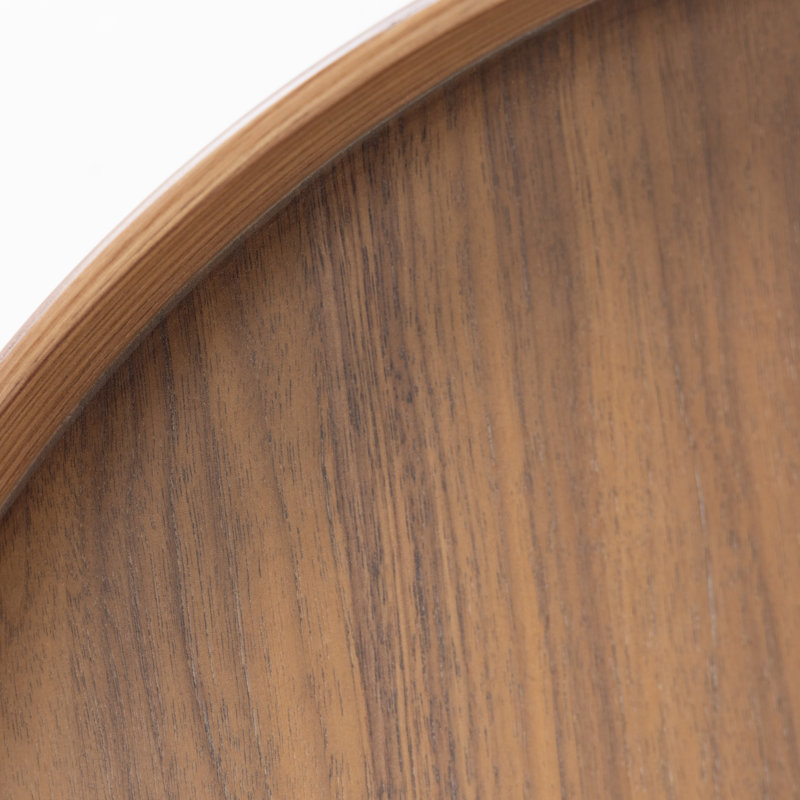 Walnut Round Solid Wood Coffee Table with Metal Legs and Storage
