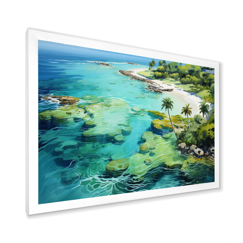 Caraibe Tropical Paradise, reproduction d'art sur toile, H 24 po x l 32 po x P 1 po, Cadre photo blanc