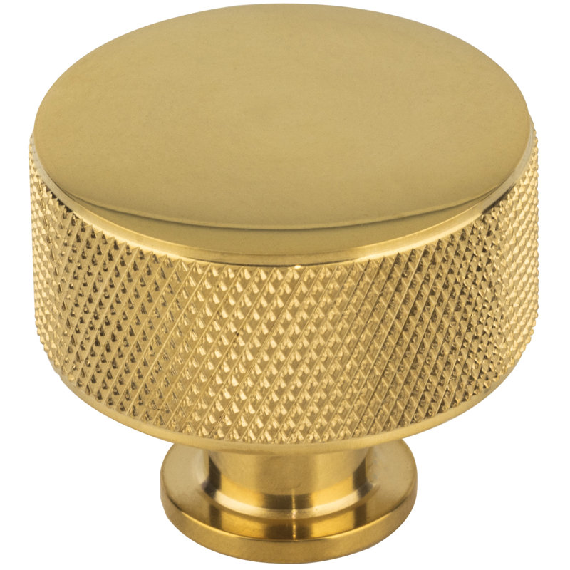 Beliza Cylindrical Knurled Knob, Unlacquered Brass, 1 3/8"