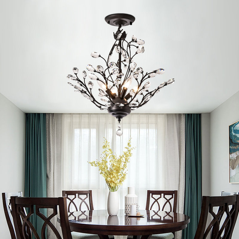 Darcey 4 - Light 18.1" Unique Flush Mount with Crystal Accents