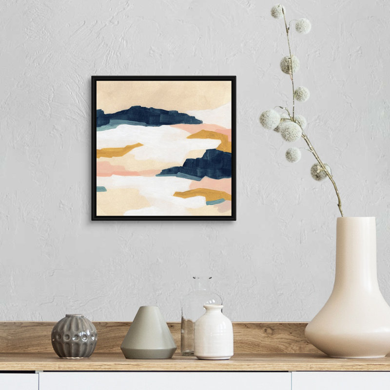 «Dusk Plains I» par June Erica Vess - reproduction d'art, H 14 po x l 14 po x P 1,75 po, Toile avec cadre noir