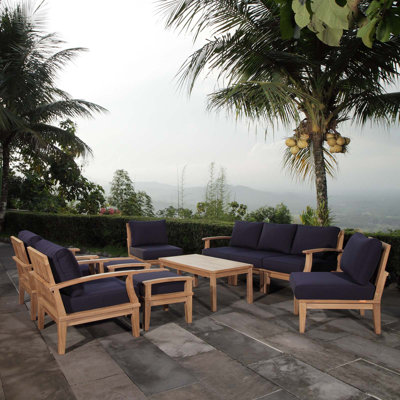 Ensemble de patio extérieur en teck 10 pièces Modway Marina
