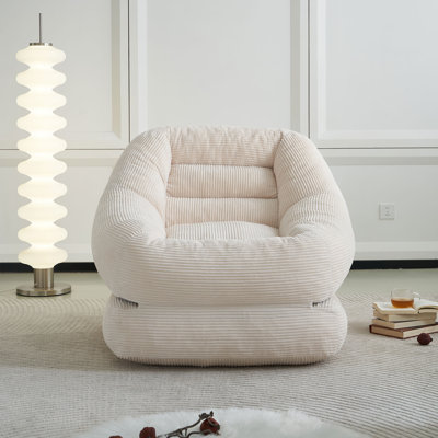 Oversized Folding Lazy Sofa Bed Chair, Convertible Floor Lounge with Footrest, Soft Corduroy Fabric, Comfy Bean Bag Couch for Living Room, Bedroom, Apartment