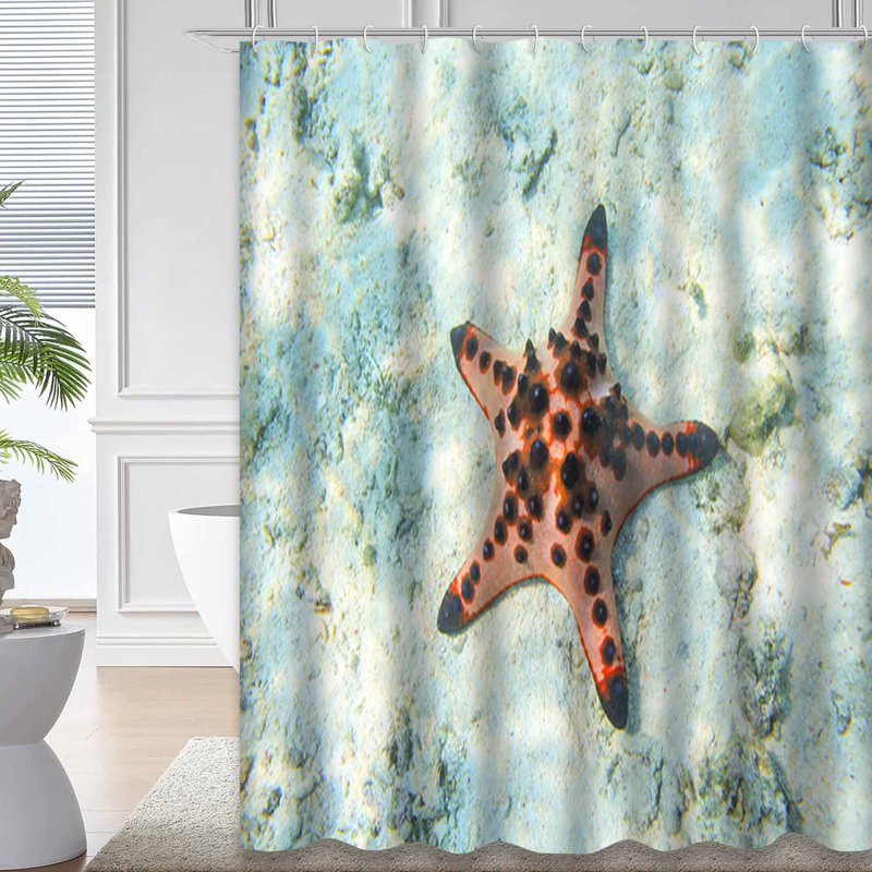 Rideau de douche Red Starfish Shallow Tropical, L 72 po x l 78 po