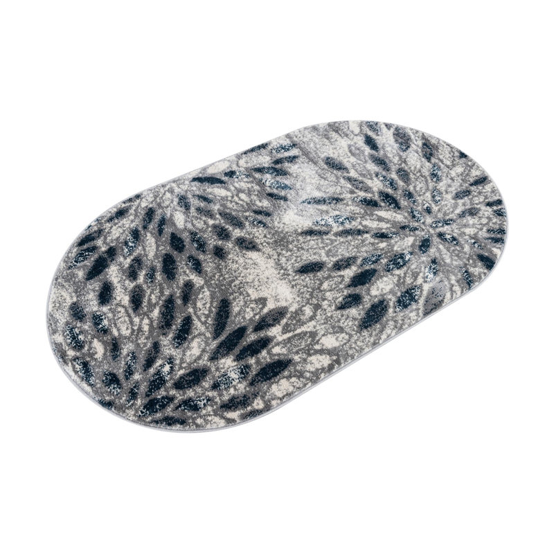 Aamia Abstract Area Rug, Oval 8' x 10', Gray