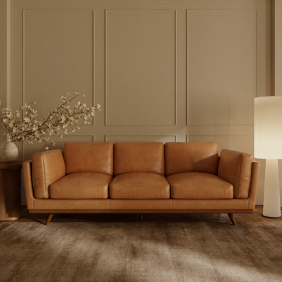 Cadiz 90.5'' Full-Grain Genuine Leather Sofa
