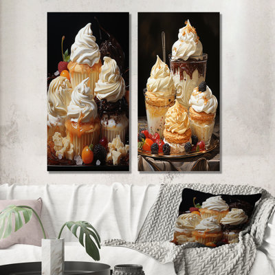 Classic Cupcakes Confections - Ensemble d'art mural sur toile Desserts