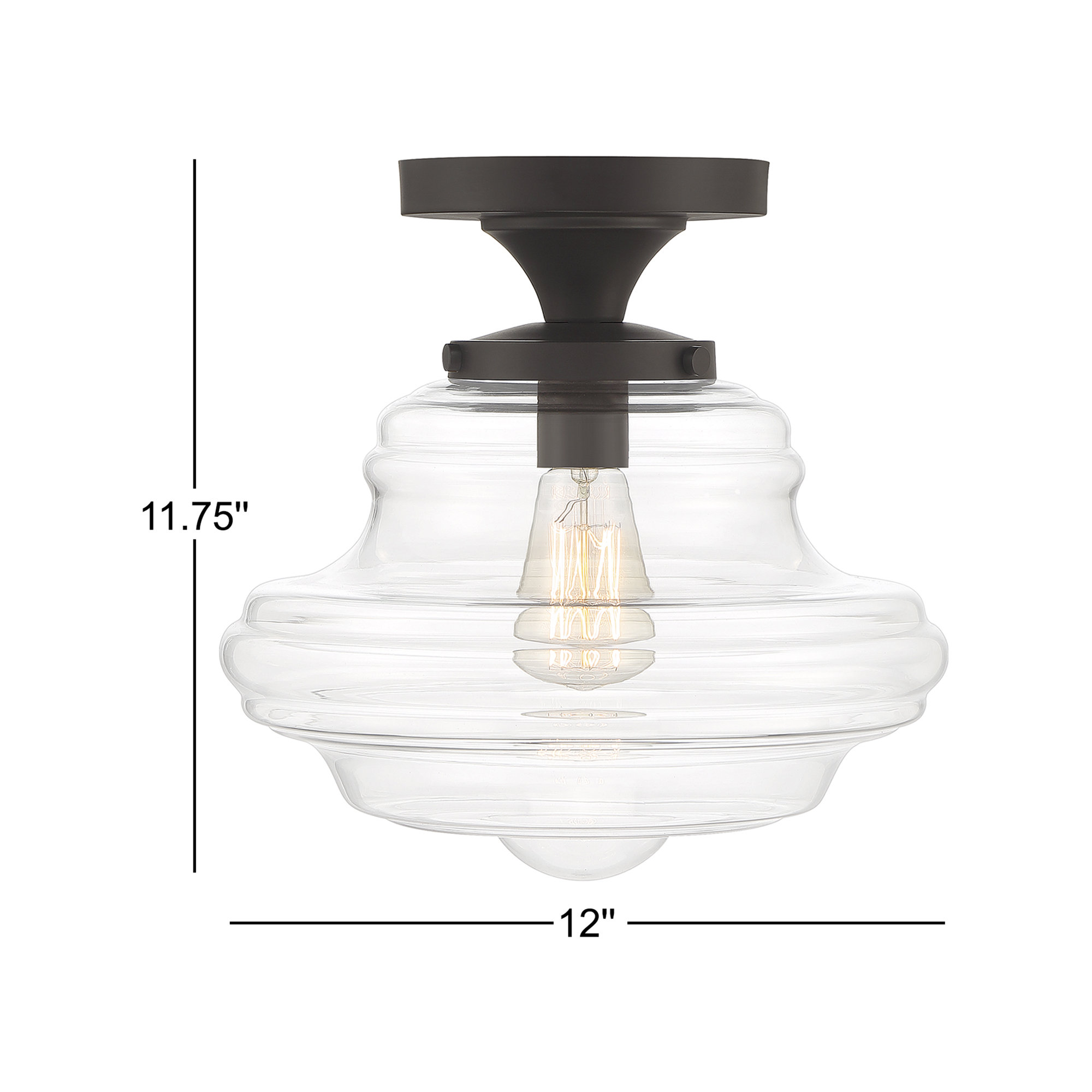 Marah Single Light Glass Semi Flush Mount, Oil Rubbed Bronze