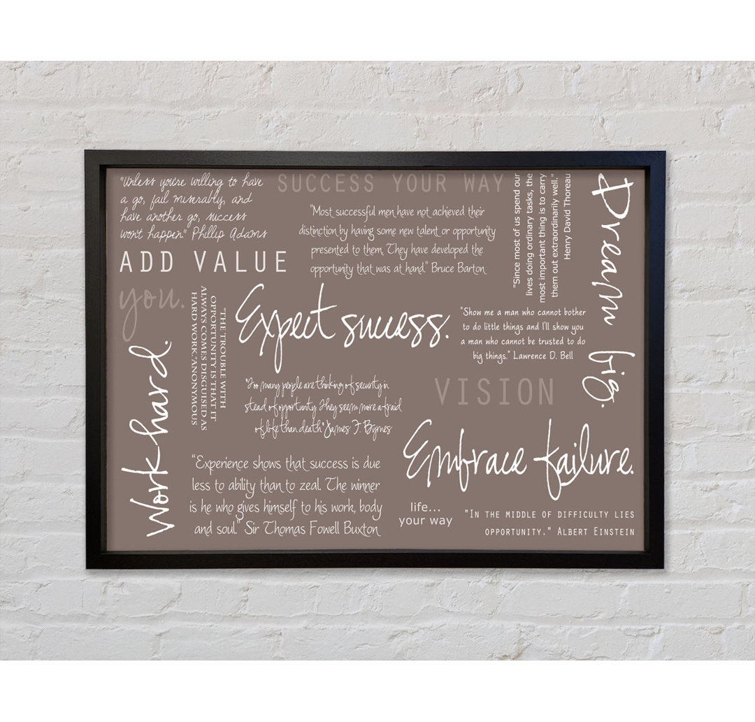 Work Hard Dream Big Expect Success - Single Picture Frame Typography on Canvas