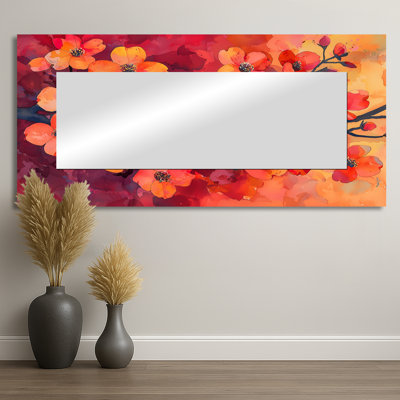 Sunset Hues Dogwood Branches Of Elegance I - Floral Accent Wall Mirror - Printed On Metal