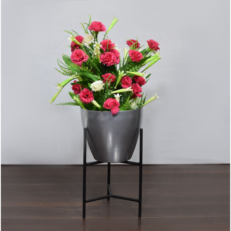 Handmade Metal Pot Planter, Silver