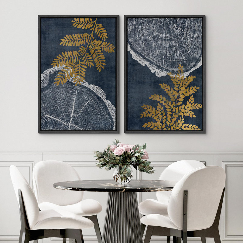 «Peach Grey Grunge», 2 pièces sur toile, Cadre noir, H 16 po x l 24 po