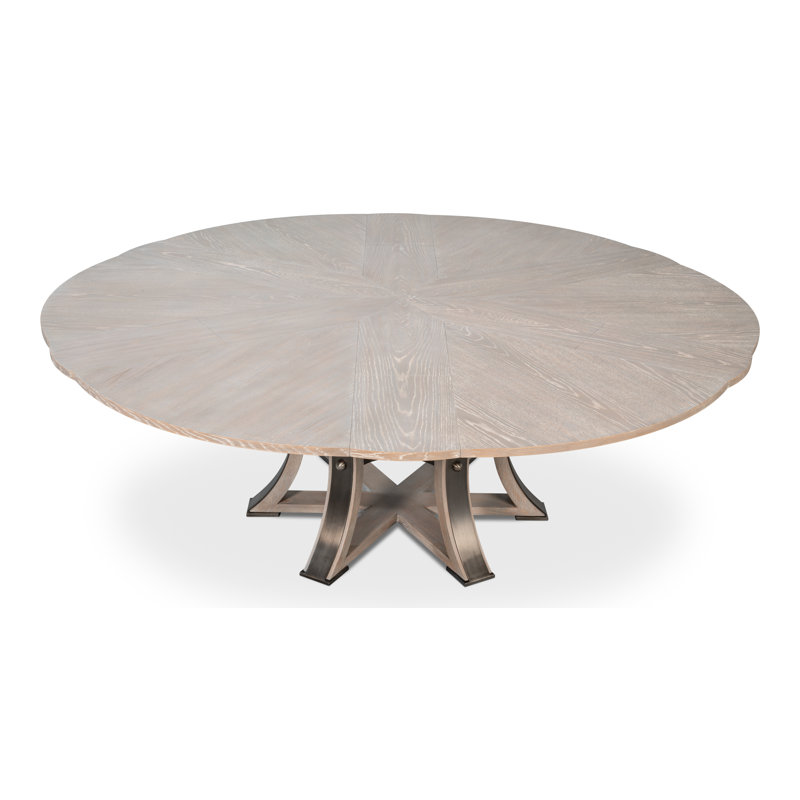 Tower Round Solid Oak Dining Table, Moonskin/Hammered