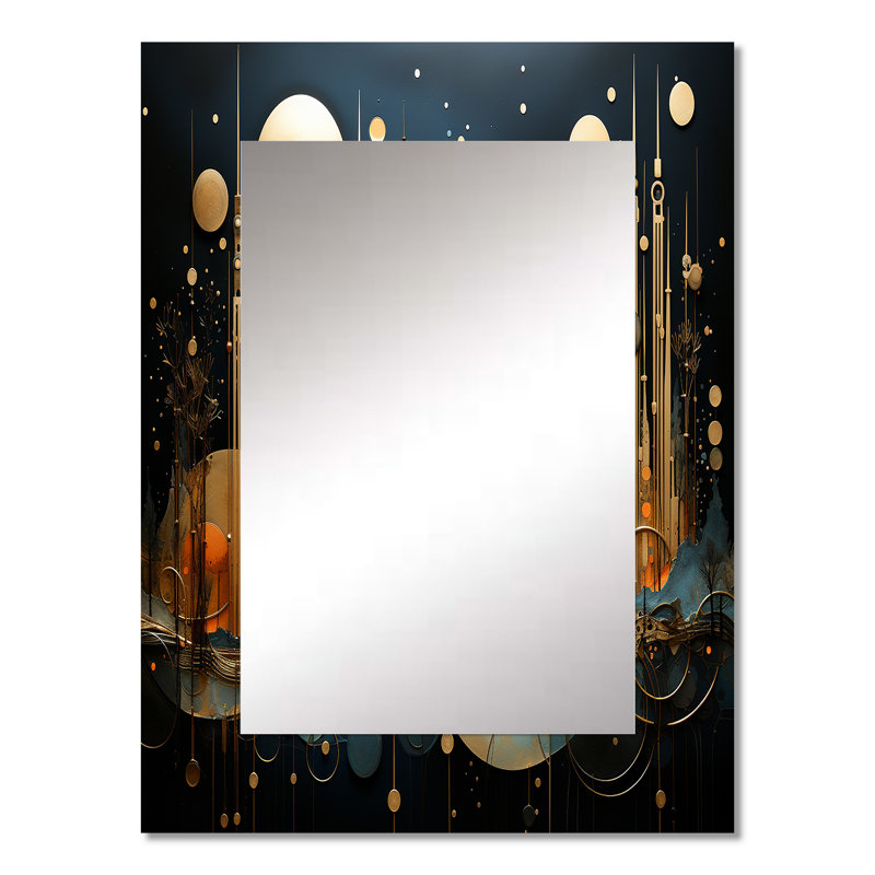 Collage Constellations I - Abstract Collages Large Wall Mirror, Modern Decorative Mirror, Printed Metal Art, 32" x 24"