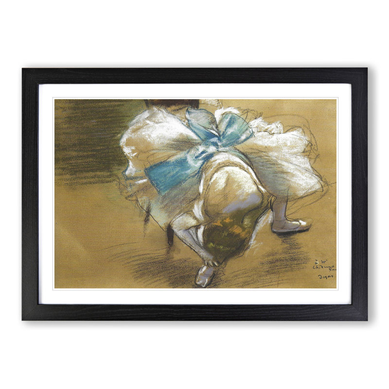 Ballet Ballerina Dancer Tying Her Slipper Vol.2 by Edgar Degas - Picture Frame Painting, 27cm H x 36cm W x 2cm D