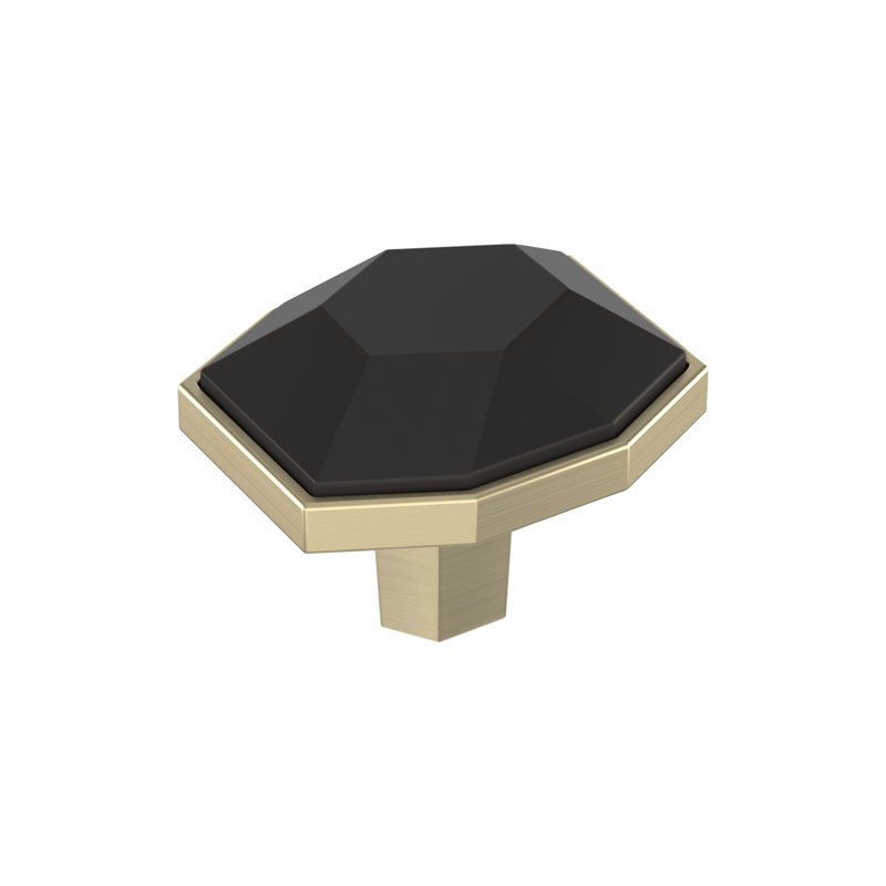 Modern Black Bronze and Golden Champagne Rectangular Cabinet Knob