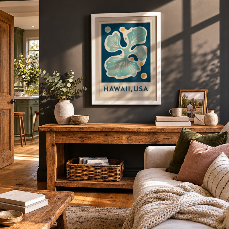 Hawaii Hibiscus Tropical - Framed Print, A2 - 59.4 x 42.0 cm, White